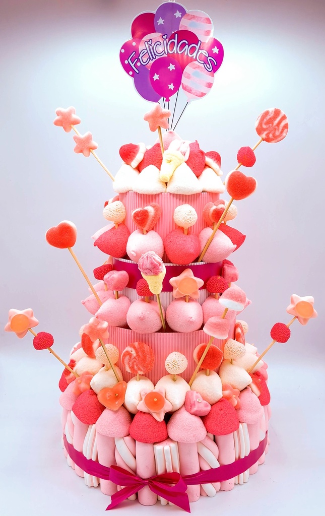 Tarta Chuches Extra Grande Globos Rosa-Blanco  (9 opciones)