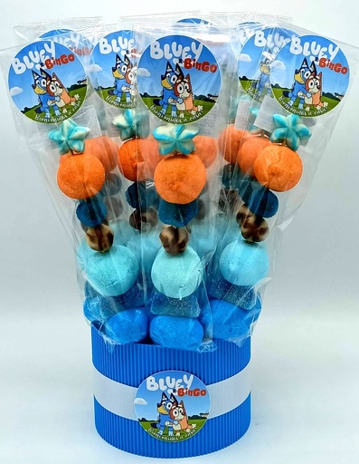 Cubo 12 Brochetas Chuches Bluey y Bingo