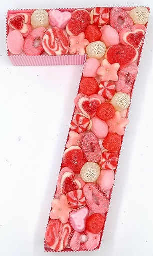 Numero con Chuches "7" años Rosa-Blanco