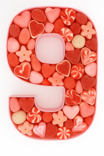 Numero con Chuches "9" años Rosa-Blanco