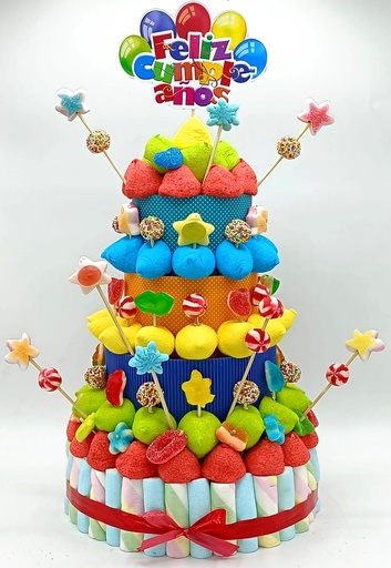 Tarta Chuches Extra Grande "Feliz Cumpleaños" Multicolor