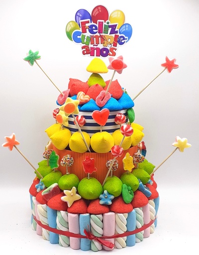 Tarta Chuches Grande "Feliz cumpleaños" Multicolor