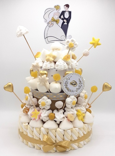 Tarta Chuches Grande Boda Amarillo-Blanco-Dorado
