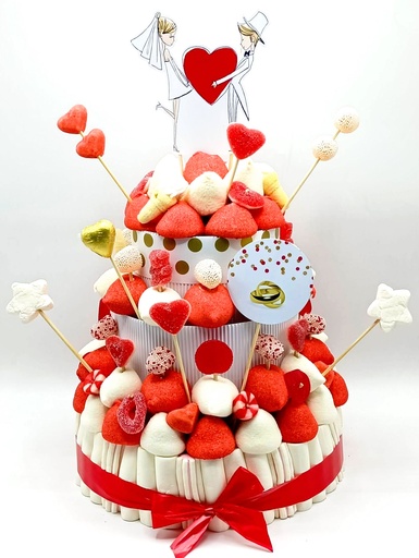 Tarta Chuches Grande Boda Rojo-Blanco-Dorado