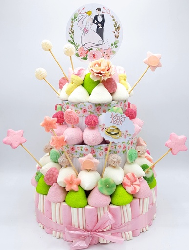 Tarta Chuches Grande Boda Rosa-Blanco-Verde
