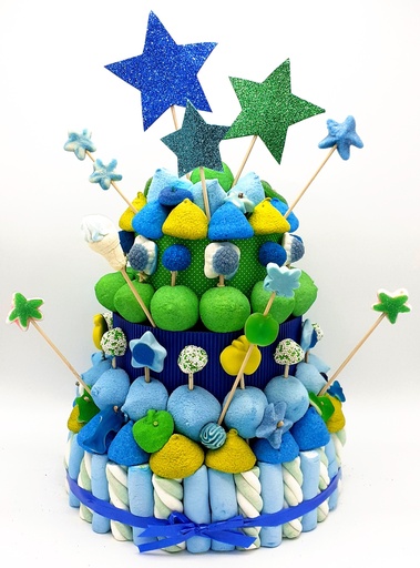 Tarta Chuches Grande Estrellas Azul-Verde