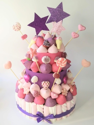 Tarta Chuches Grande Estrellas Rosa-Morado
