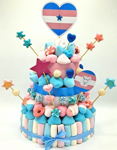 Tarta Chuches Grande Transgenero rosa-azul-blanco