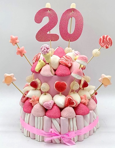 Tarta Chuches Mediana 20 a 29 años Rosa-Blanco (Abrir para seleccionar año)