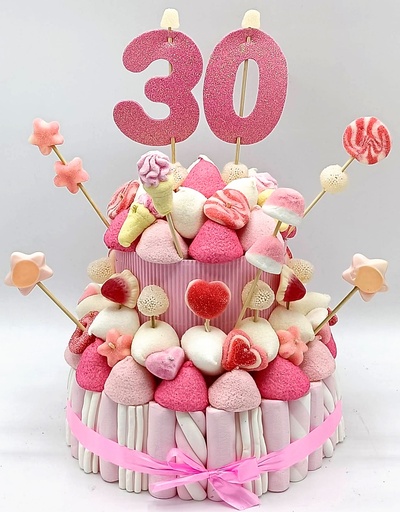 Tarta Chuches Mediana 30 a 39 años Rosa-Blanco (Abrir para seleccionar año)