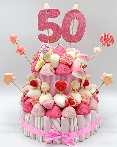Tarta Chuches Mediana 50 a 59 años Rosa-Blanco (Abrir para seleccionar año)