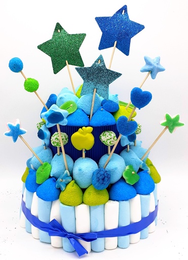 Tarta Chuches Mediana Estrellas Azul-Verde