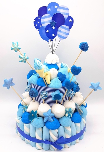 Tarta Chuches Mediana Globos Azul-Blanco