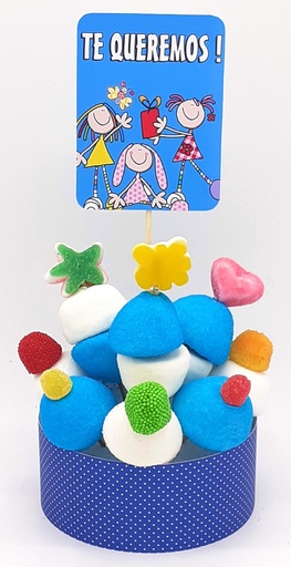 Tarta Chuches Mini Alta "Te queremos" Azul-Azul