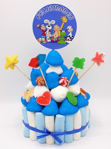 Tarta Chuches Pequeña "Felicidades" Azul