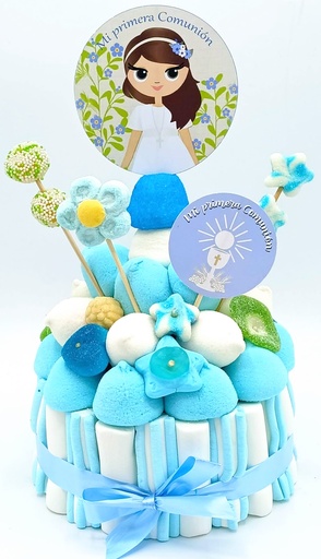 Tarta Chuches Pequeña Comunion Niña Azul-Verde