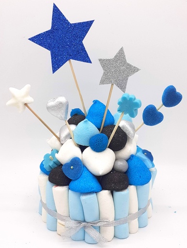 Tarta Chuches Pequeña Estrellas Azul-Negro