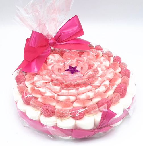 Tarta Chuches Plana Grande Rosa-Blanco