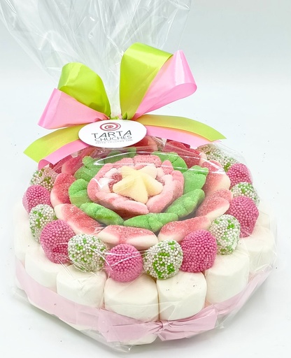 Tarta Chuches Plana Pequeña Rosa-Verde