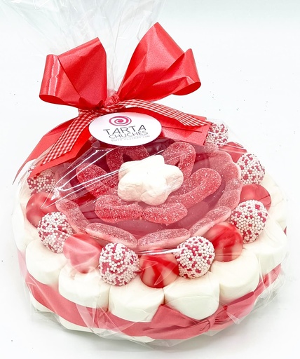 Tarta Chuches Plana Pequeña Rojo-Blanco